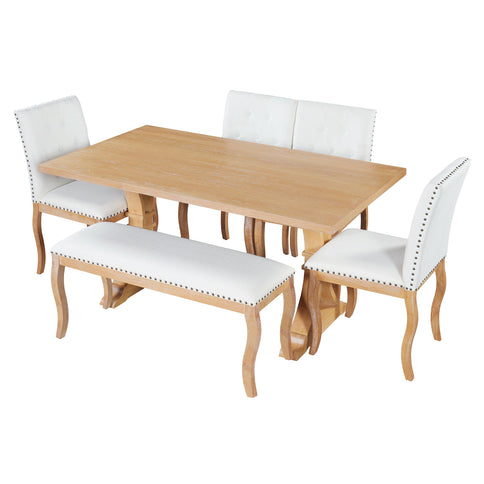 Dining Set With Bench, 6 Piece