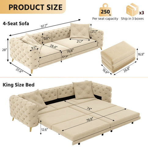 3-In-1 Convertible Sleeper Sofa