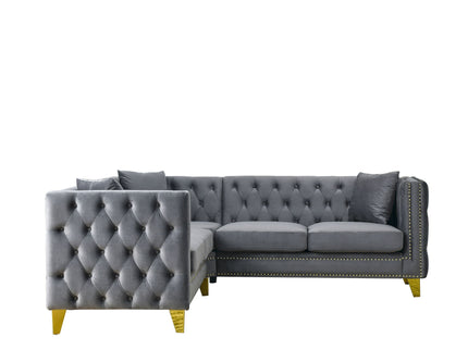 L-Shaped Corner Sofa, 5 Seater Sectional With Tufted Design