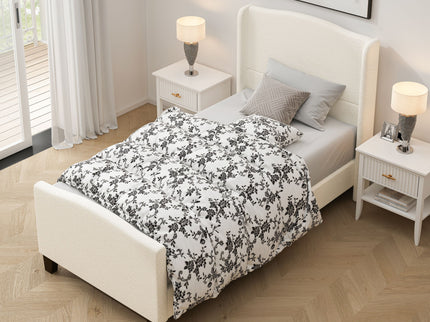 Platform Bed Frame With Tall Headboard And High Footboard
