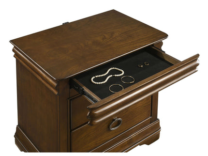 Leonide - 2 Drawer Nightstand With USB Charging And Hidden Storage - Cherry