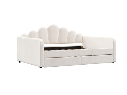 Shell Shaped Upholstered Daybed Frame With Slats