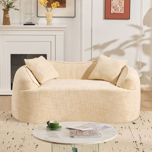 Curved 2 Person Compress Sofa With Armrests, Includes Pillows