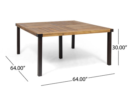 Lankershim - Modern Industrial Dining Table With Acacia Wood Slat Design - Teak