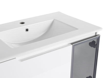 Wall Mounted Bathroom Vanity With Sink, Soft Close Doors, Cabinet & Half Door