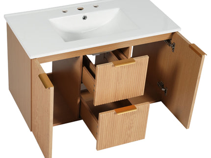 Modern Wall Mounted Bathroom Vanity, Soft Close Doors
