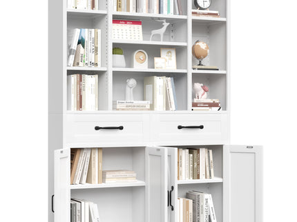 Industrial Bookcase Tall With Adjustable Shelves, Drawers & Doors