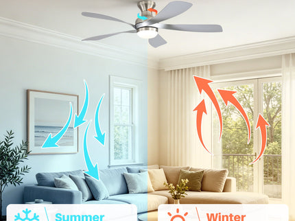 52" Ceiling Fan With 3 Color Dimmable LED Light, DC Reversible Motor, 6 Speed Settings