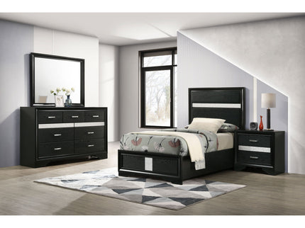 Modern Bedroom Set With Upholstered Headboard And Textured Storage