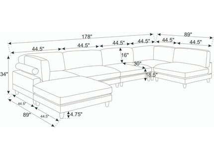 Modern Modular Sectional With Adjustable Back Support