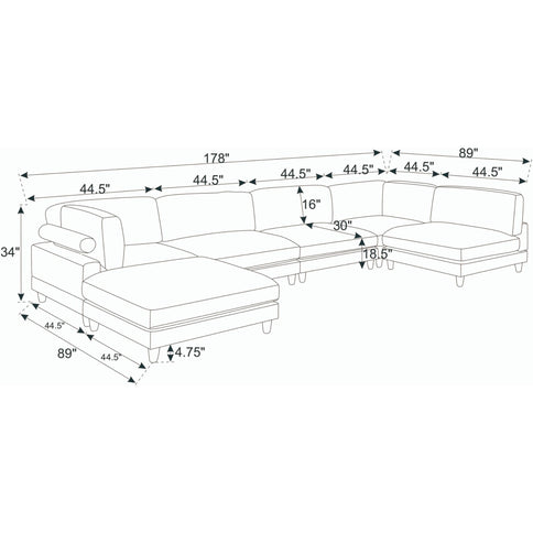 Modern Modular Sectional With Adjustable Back Support