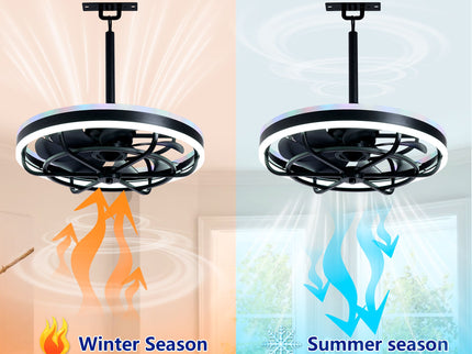 Ceiling Fan Light LED Light Source And Remote Control, 3000 - 6500K Dimmable LED Fan Light, 6 Speeds, For Living Room - Matte Black