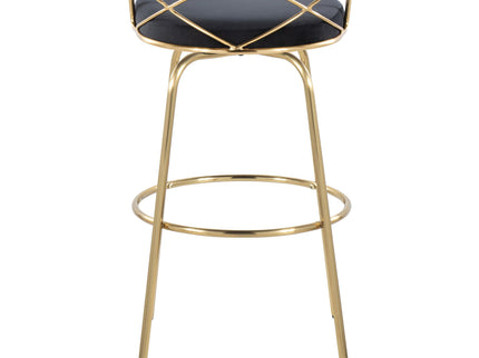 Charlotte - Glam Glam / Art Deco Fixed Height Barstool With Swivel With Round Footrest (Set of 2)