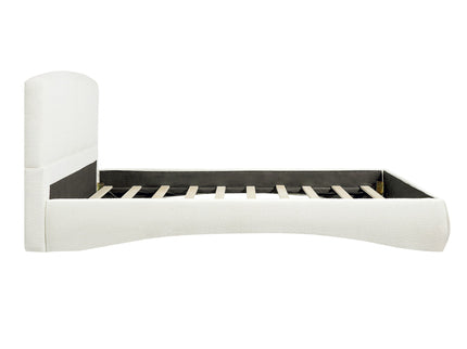 King Curved Upholstered Bed With Smart Ambient Lighting - Cream