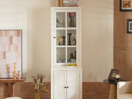 Retro Style Hutch Cabinet With Glass Door, China Cabinet For Home