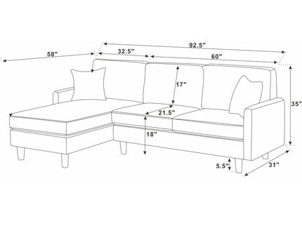 Upholstered Sectional With Toss Pillows