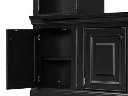 TV Stand With Hutch, Large Entertainment Center With Adjustable Shelves