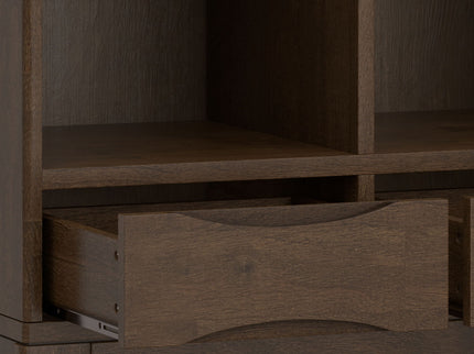 Harper - Low 6 Cube Storage With Drawers - Walnut Brown
