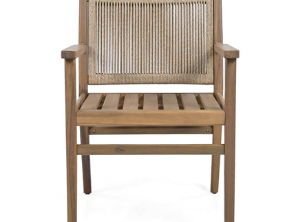 Outdoor Acacia Wood Patio Dining Armchair (Set of 2)