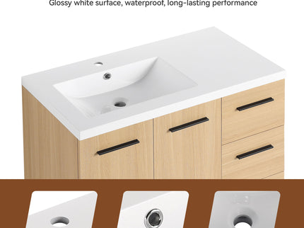 Wall Mounted Floating Bathroom Vanity With Sink, Door & Drawers Modular Cabinet