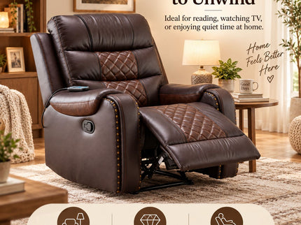 Heated Massage Recliner With Remote Control - Brown
