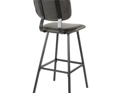 Foundry - Contemporary Barstool Zig Zag Stitching (Set of 2) - Black / Gray