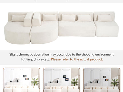 Upholstered Sofa Free Combined Sofa Couch With 2 Chaise Lounge And Five Back Pillows For Living Room