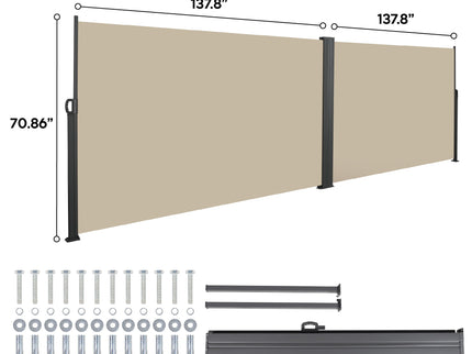 Retractable Side Awning, Waterproof And UV Resistant, Privacy Screen For Patio