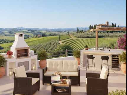 Modern All-Weather Patio Set With Cushions And Table