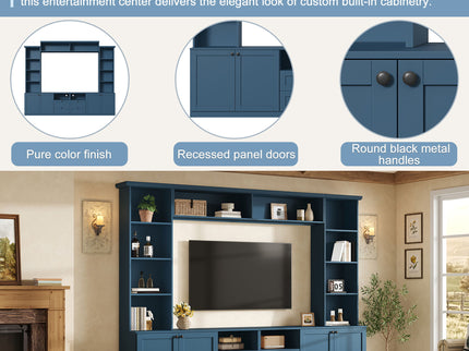 Farmhouse Elegant Entertainment Center Wall Unit With 4 Drawers