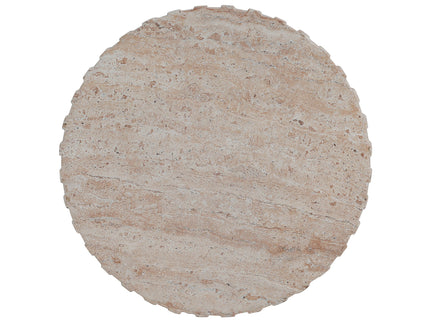 Elegant Outdoor / Indoor Lightweight Concrete Side Table With Travertine - Beige