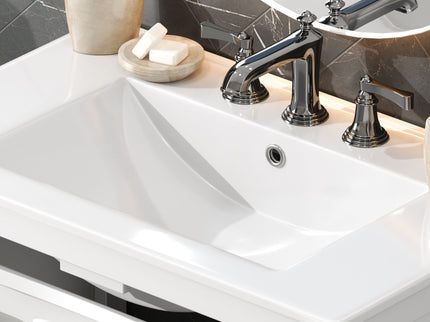 Bathroom Vanity With Ceramic Sink, Adjustable Shelf & Tip Out Tray