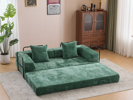 Convertible Floor Sofa Bed With Pillow Back Support Armrest