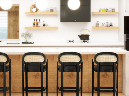Americana - Mid-Century Modern Cane Back Counter Stool