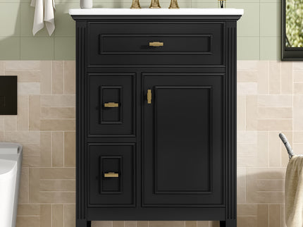 Modern Bathroom Vanity With Sink, Flip Drawer, 2 Drawers, Adjustable Shelf