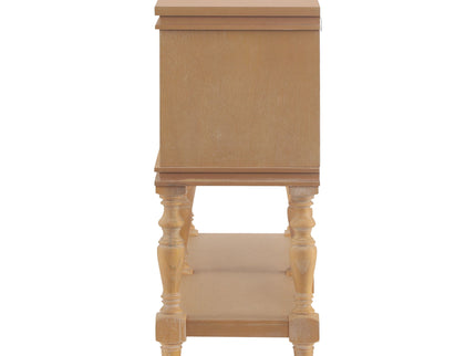 Console Table With 4 Soft Close Drawers, Thick Bottom Shelf For Living Room - Natural