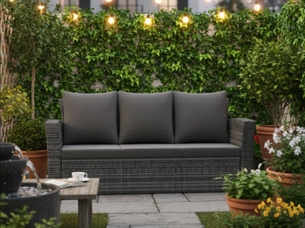 All-Weather Wicker 3 Seat Patio Sofa With Thick Cushions