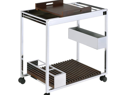 Lisses - Serving Cart - Chrome / Walnut