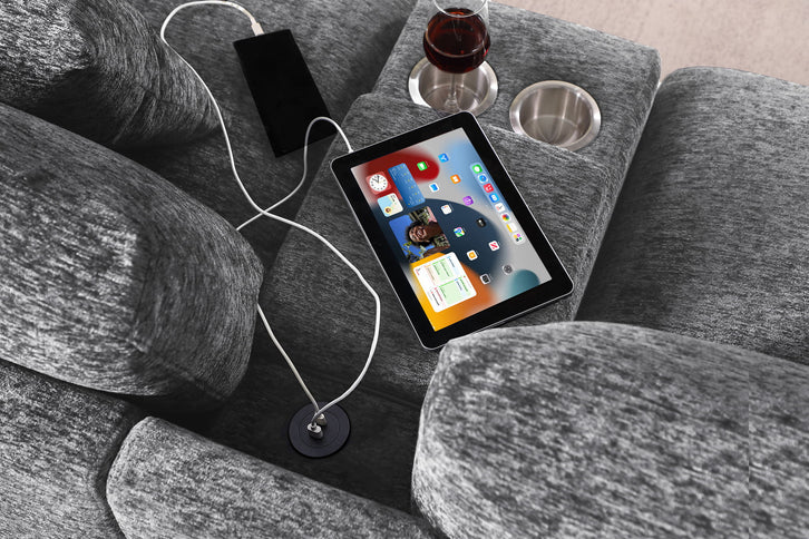 Celine - Fabric Corner Sectional Sofa With Right-Facing Chaise, Cupholders, And Charging Ports