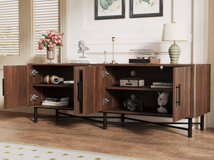 4 Door TV Cabinet, 2 Storage Spaces, Adjustable Shelves