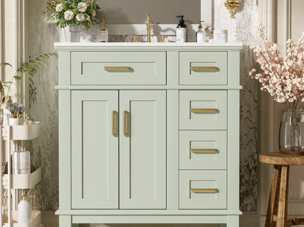 Modern Bathroom Vanity With Ceramic Sink, Soft Close Storage Cabinet