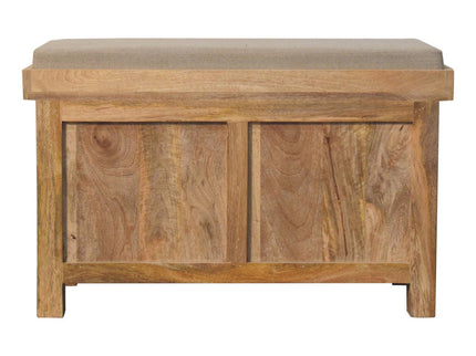 Rattan Basket Linen Bench - Brown