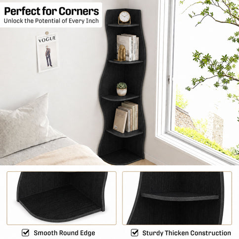 5 Tier S - Shaped Corner Shelf For Living Room