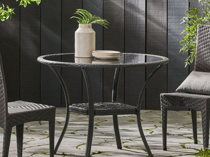Bistro Table With Iron Frame And Glass Top - Gray