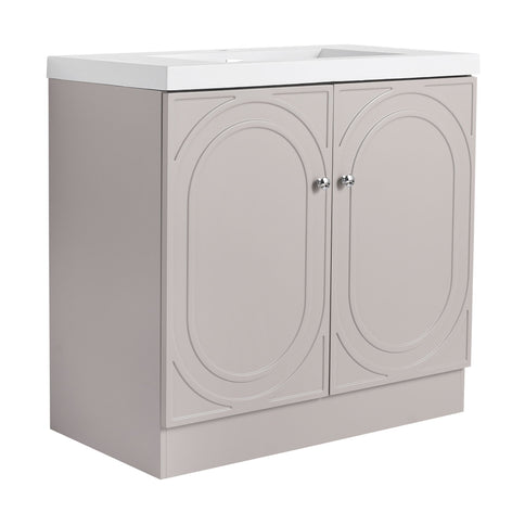 Contemporary Freestanding Bathroom Vanity With Resin Sink & Soft-Close Cabinet Doors
