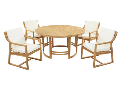 5 Piece Outdoor Dining Set, Patio Table And Chairs With Umbrella Hole