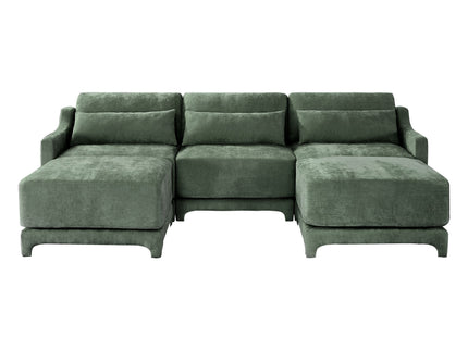Stylish Sofa With Ottoman And Lumbar Pillows, Ergonomic Design