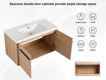 Bathroom Vanity Set With Resin Countertop Sink, 2 Doors