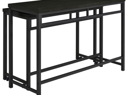 Klekner - 4 Piece Counter Height Table Set With Nesting Tables And Backless Stools - Charcoal