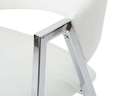 Modern Bar Stools With Low Back And Arms And Durable Metal Frame (Set of 2) - Ivory